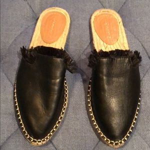 Zara Black Faux Leather Mules Espadrilles 39 9